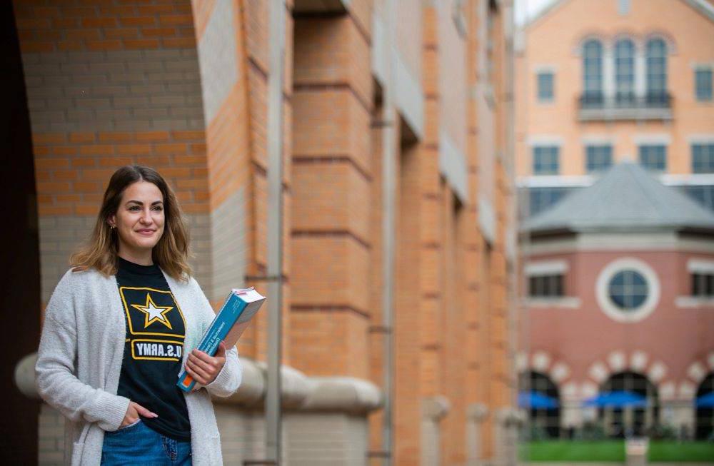 GVSU veteran student on the Pew campus.